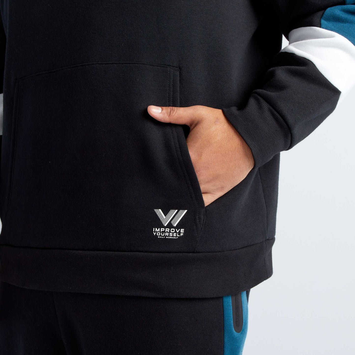 Colour block hoodie BLACK