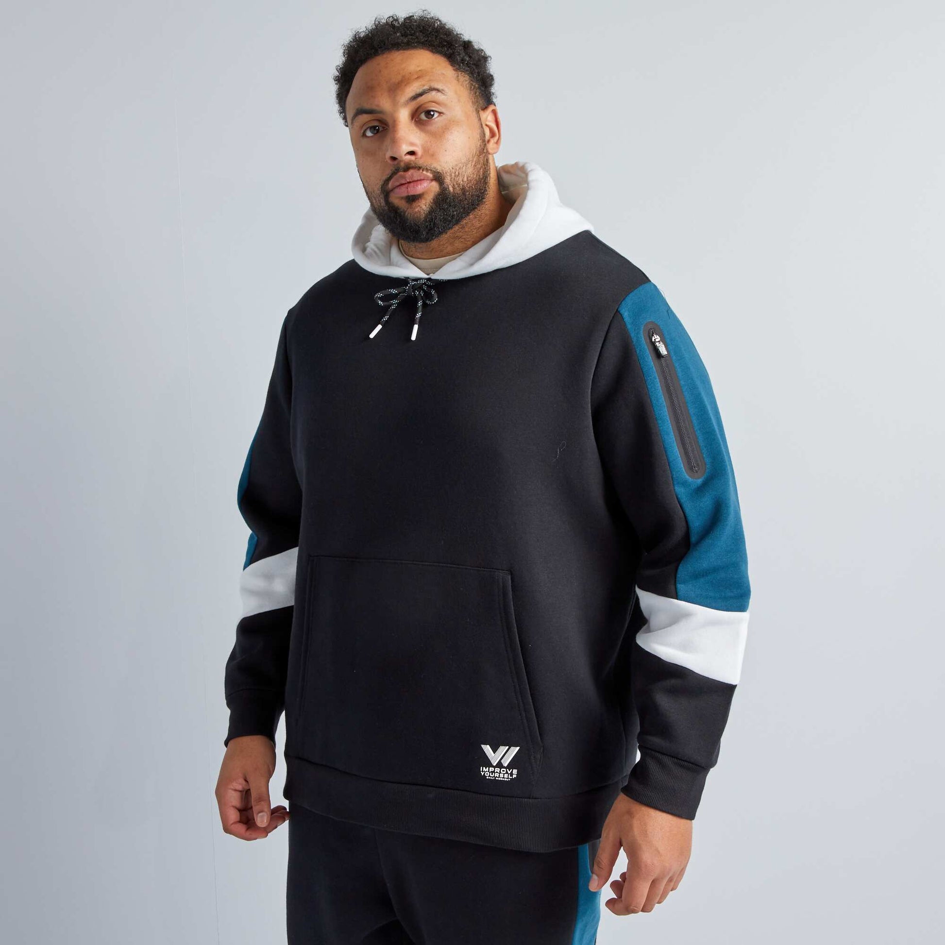 Colour block hoodie BLACK