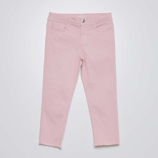 Skinny cropped trousers with high waist PINK