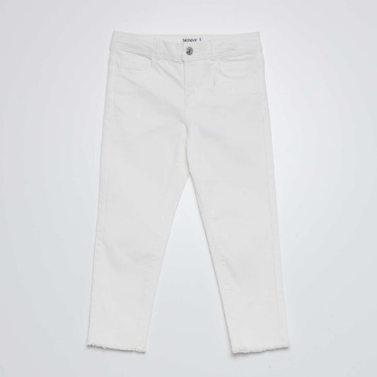 Skinny cropped trousers with high waist WHITE