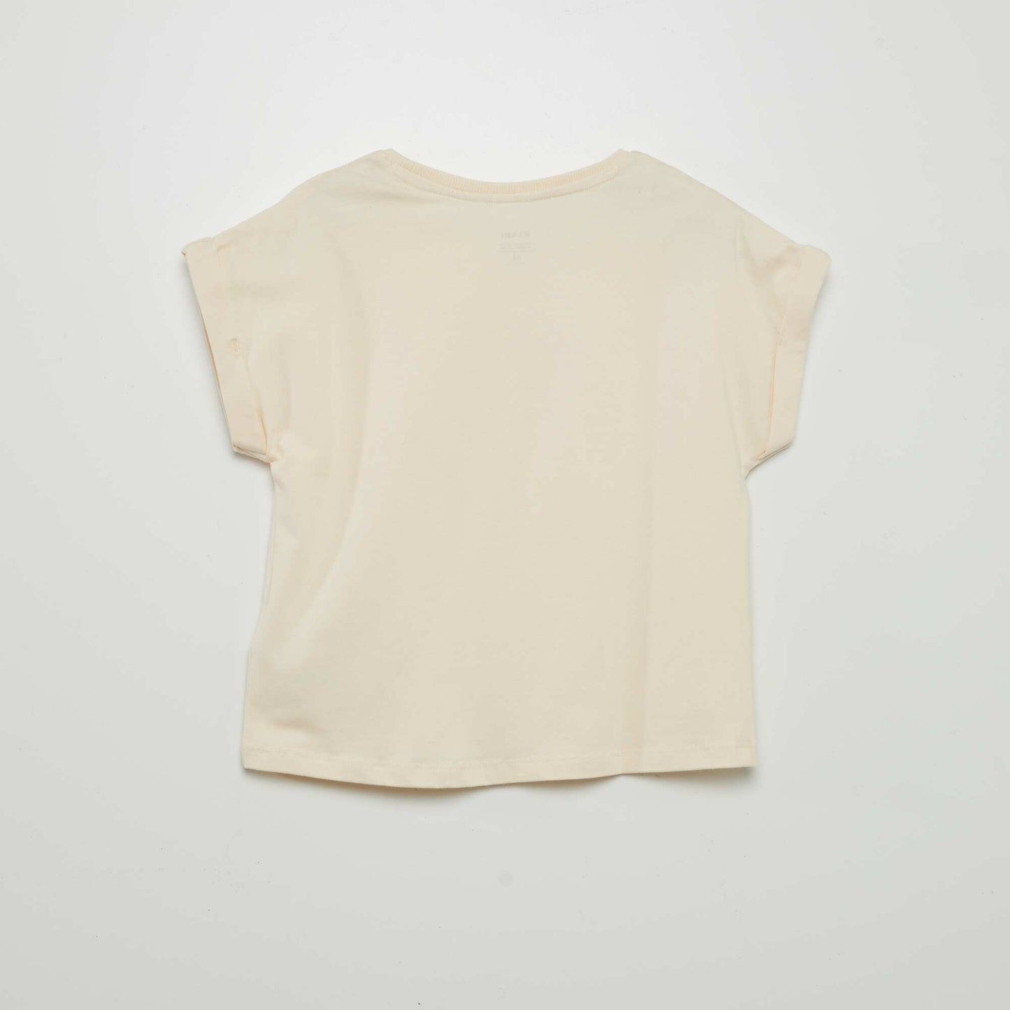 Printed T-shirt with cuffed sleeves BEIGE