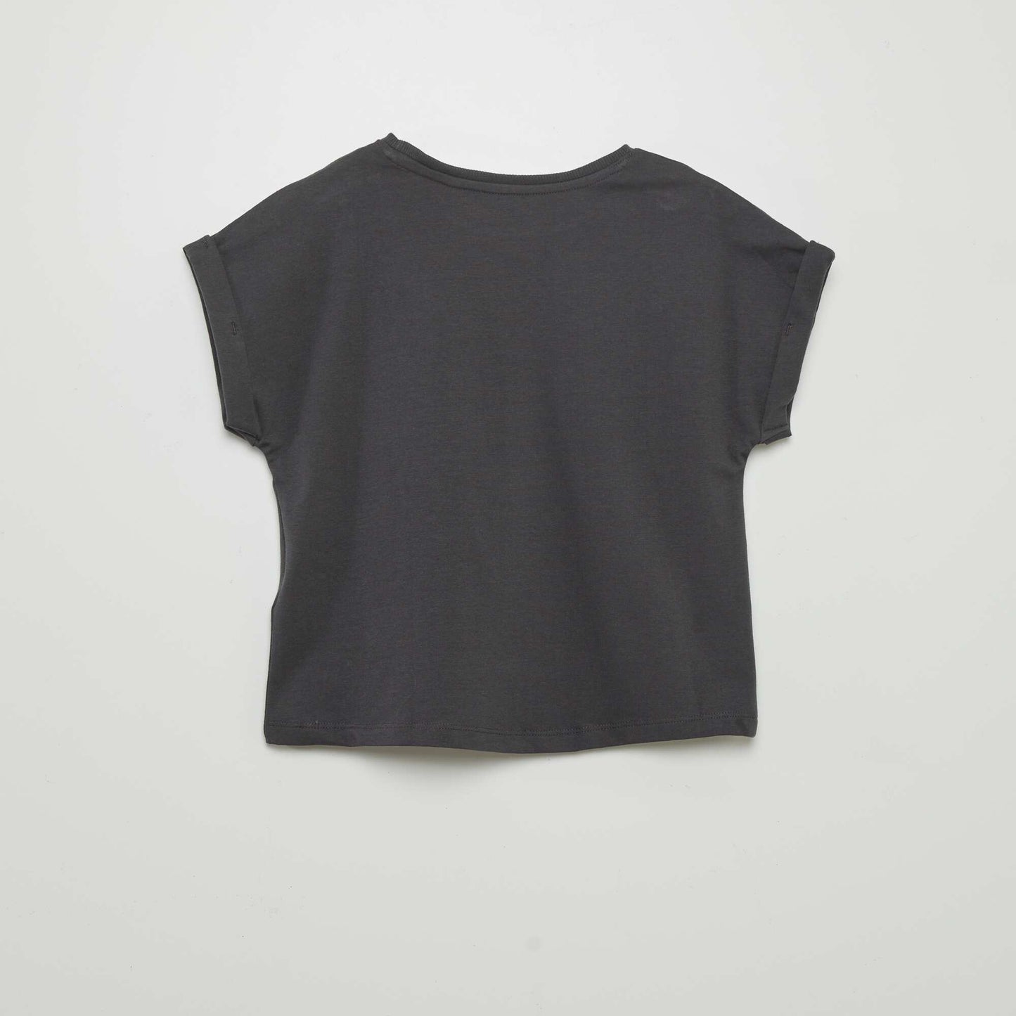 Printed T-shirt with cuffed sleeves BLACK