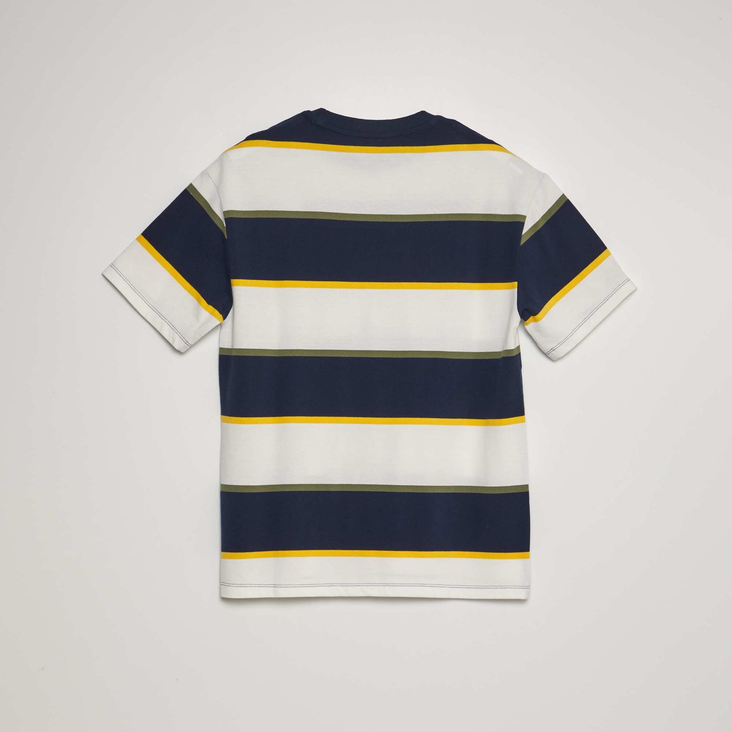 Striped cotton piqué T-shirt WHITE