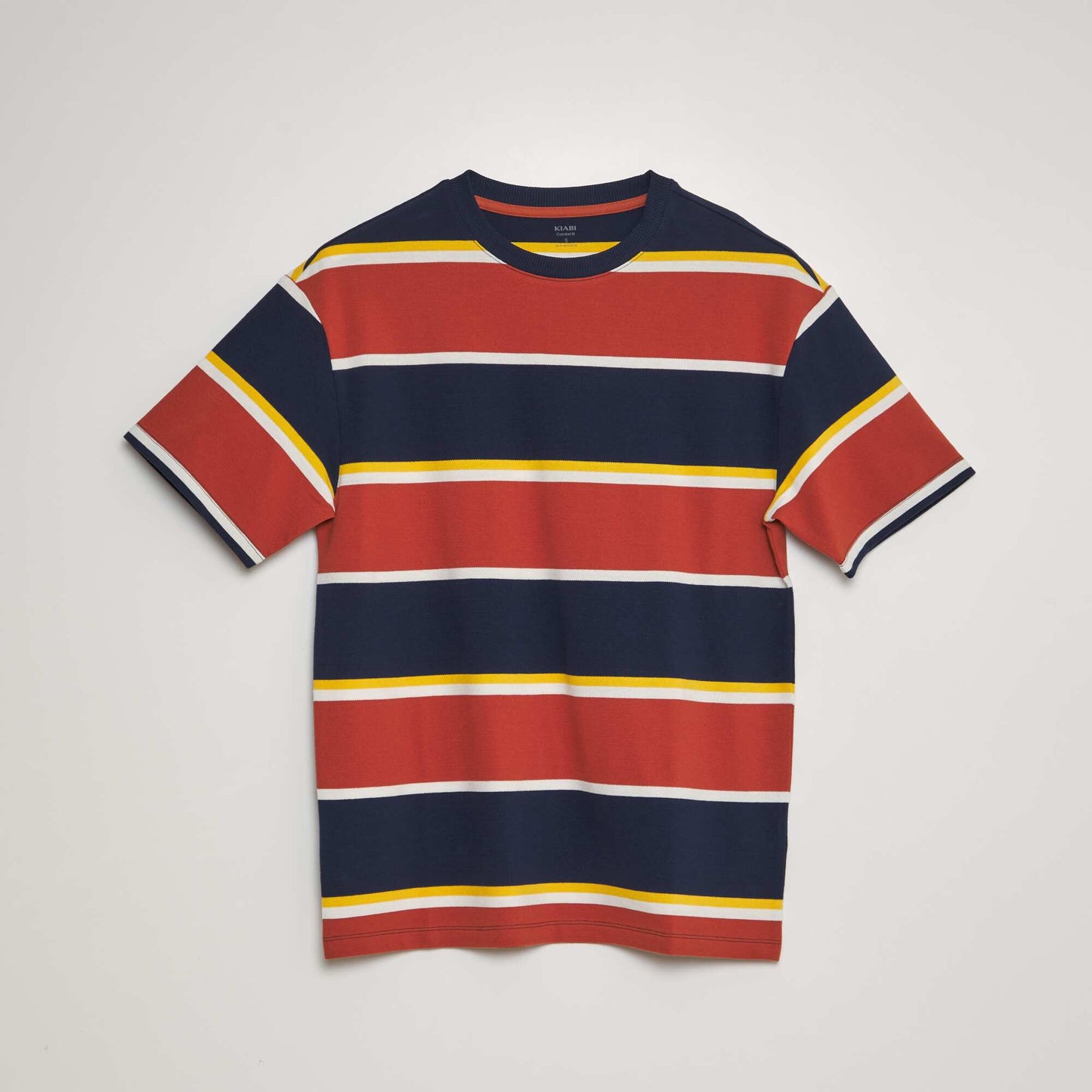 Striped cotton piqué T-shirt orange