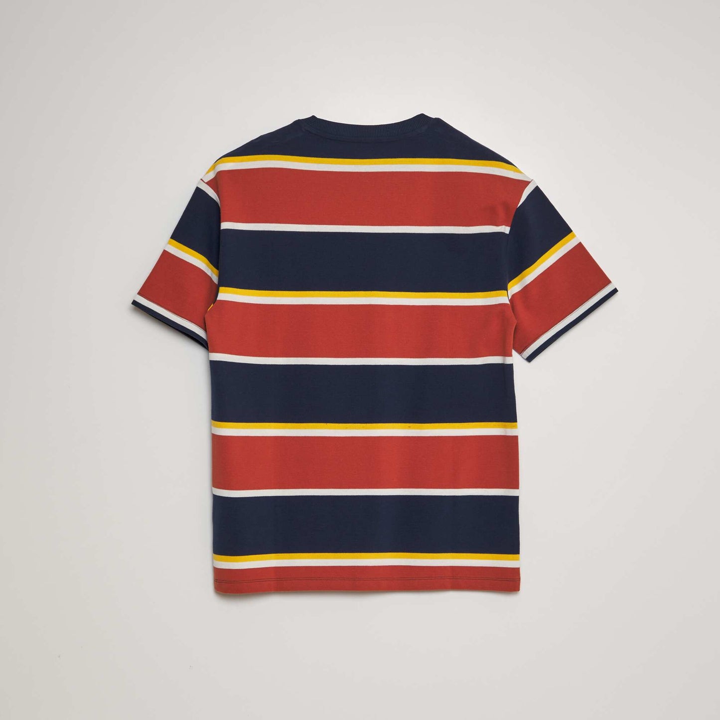 Striped cotton piqué T-shirt orange