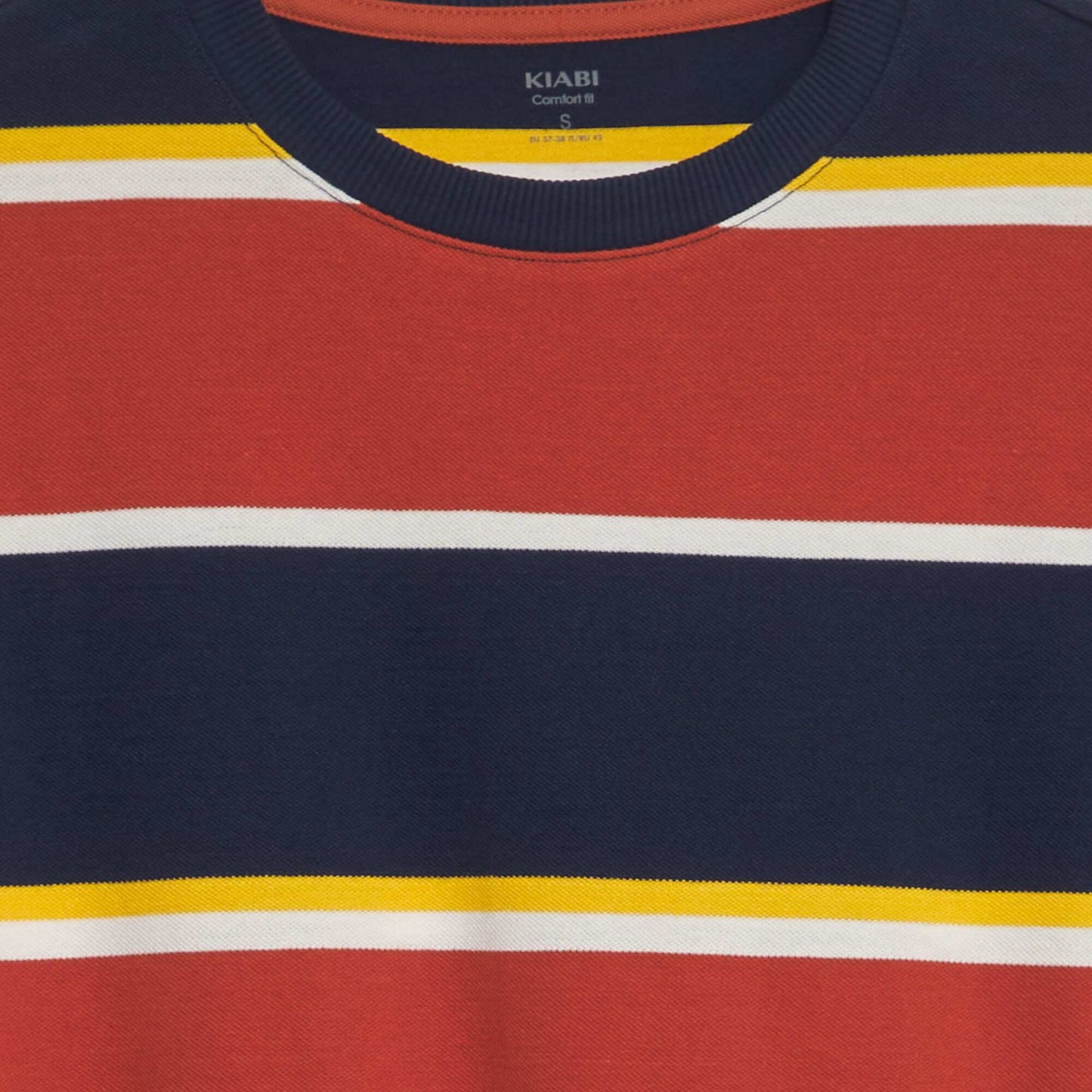 Striped cotton piqué T-shirt orange