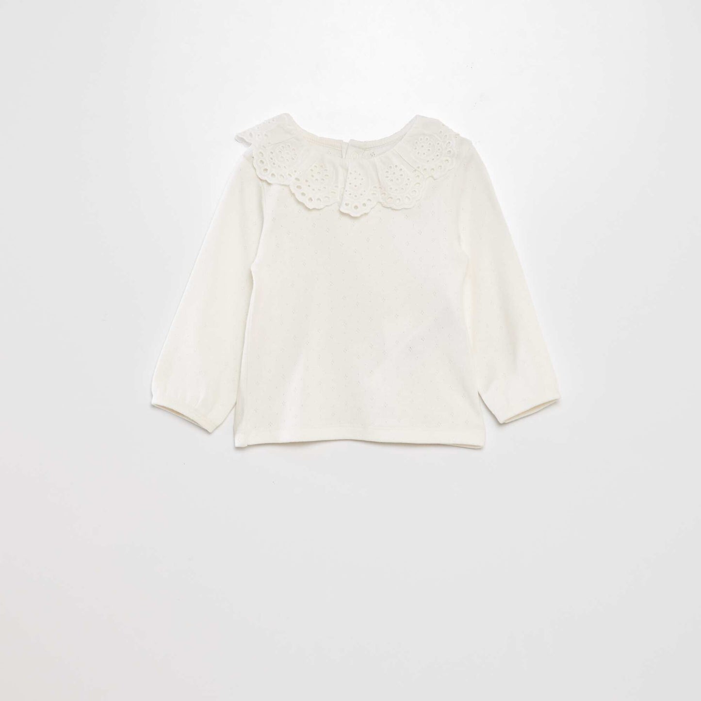 Pointelle knit T-shirt WHITE