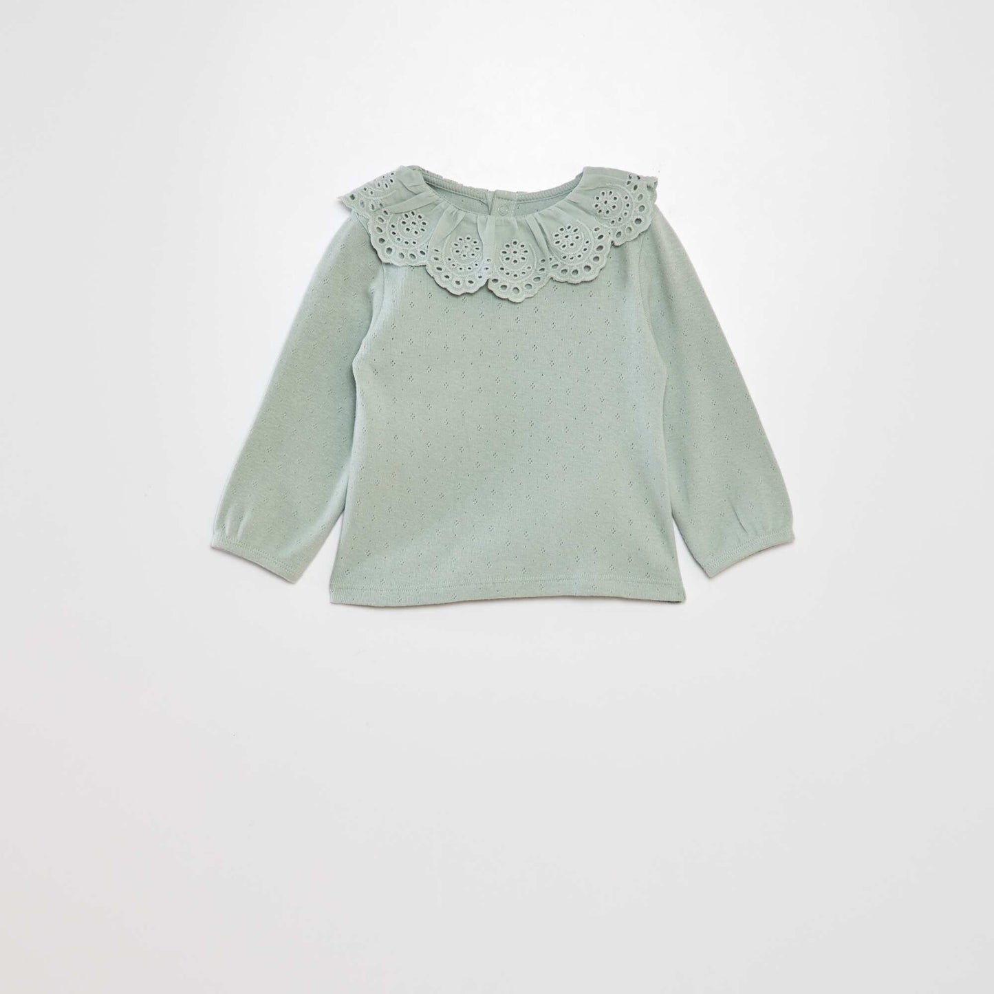 Pointelle knit T-shirt GREEN