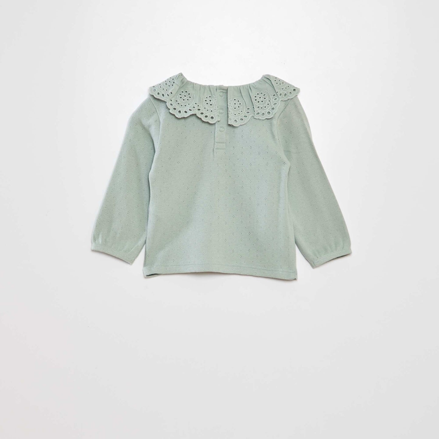 Pointelle knit T-shirt GREEN