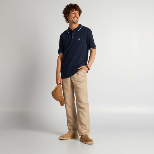 Cotton piqué polo shirt blue