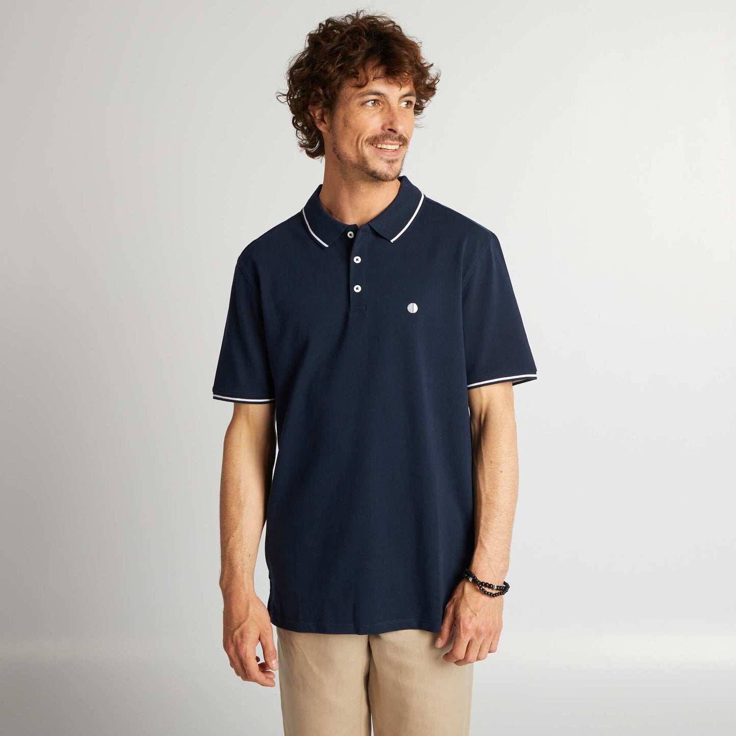 Cotton piqué polo shirt blue