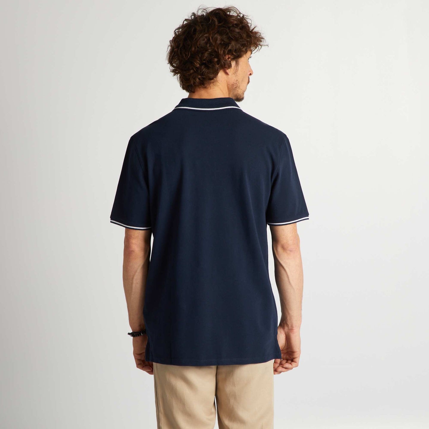 Cotton piqué polo shirt blue