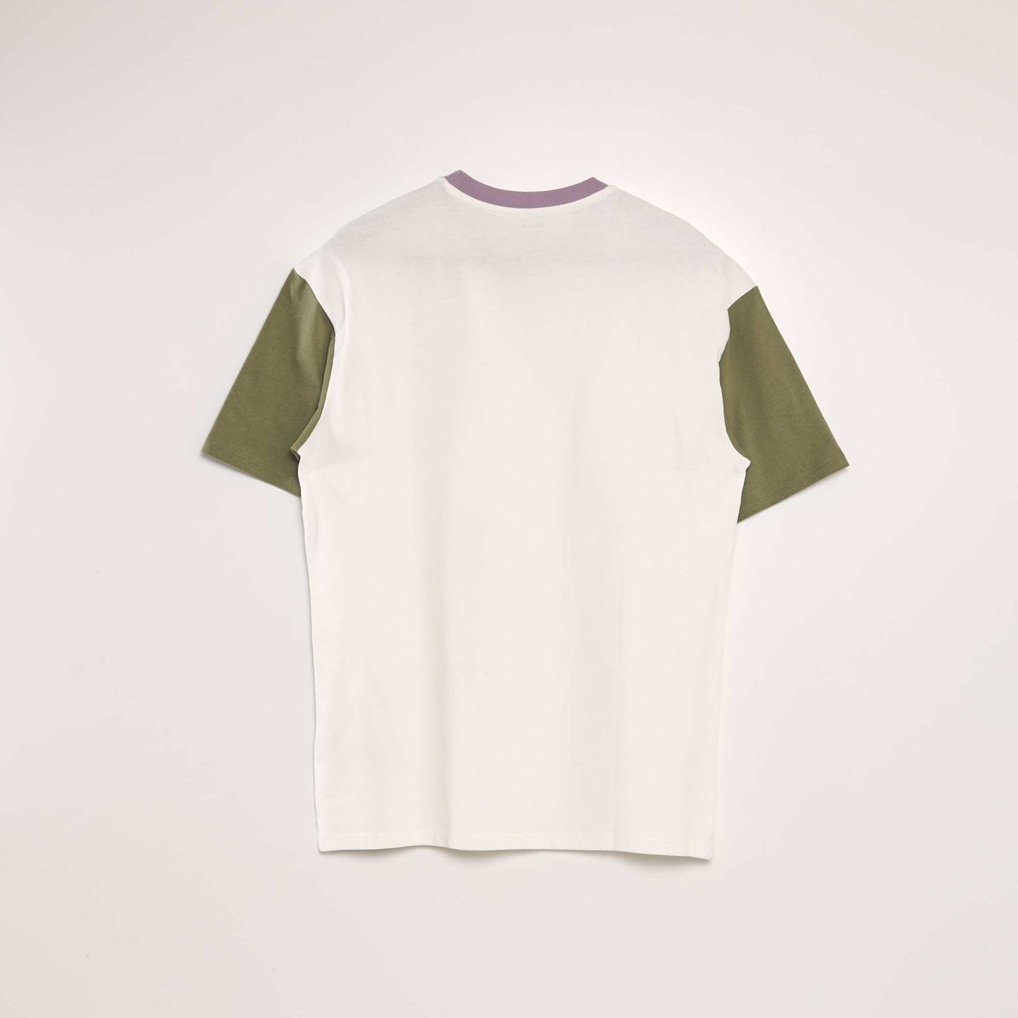 Round-neck colour block T-shirt green