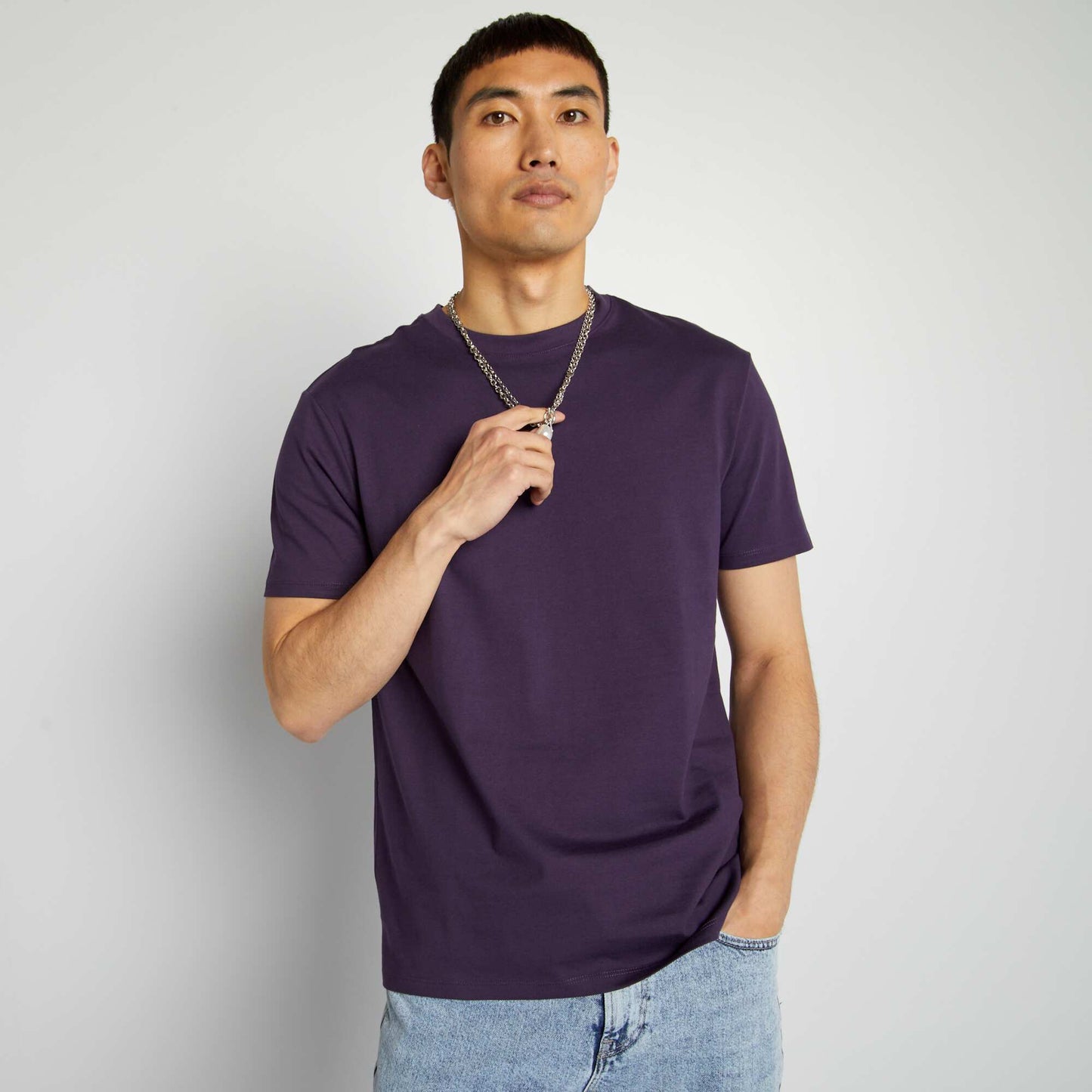 Round-neck cotton T-shirt PURPLE