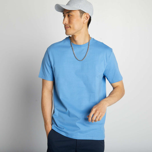 Round-neck cotton T-shirt BLUE