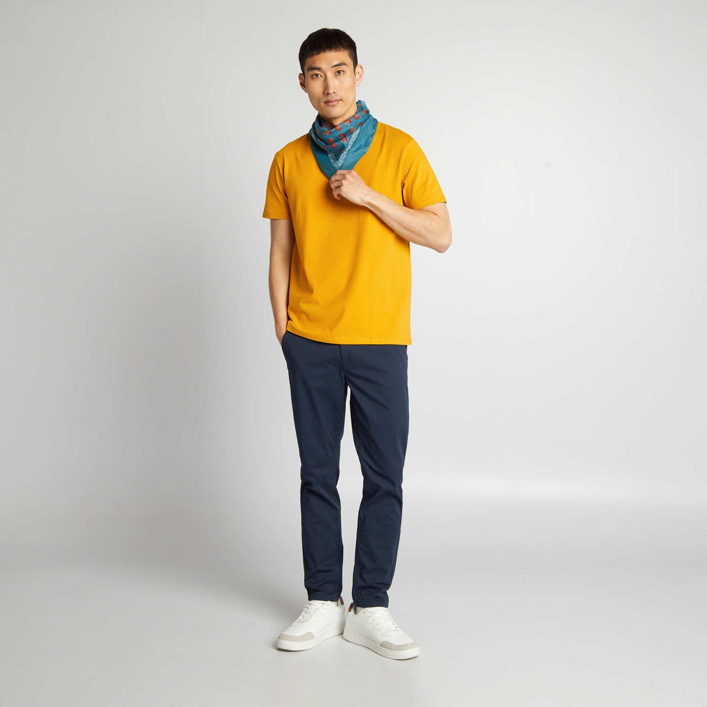 Round-neck cotton T-shirt YELLOW