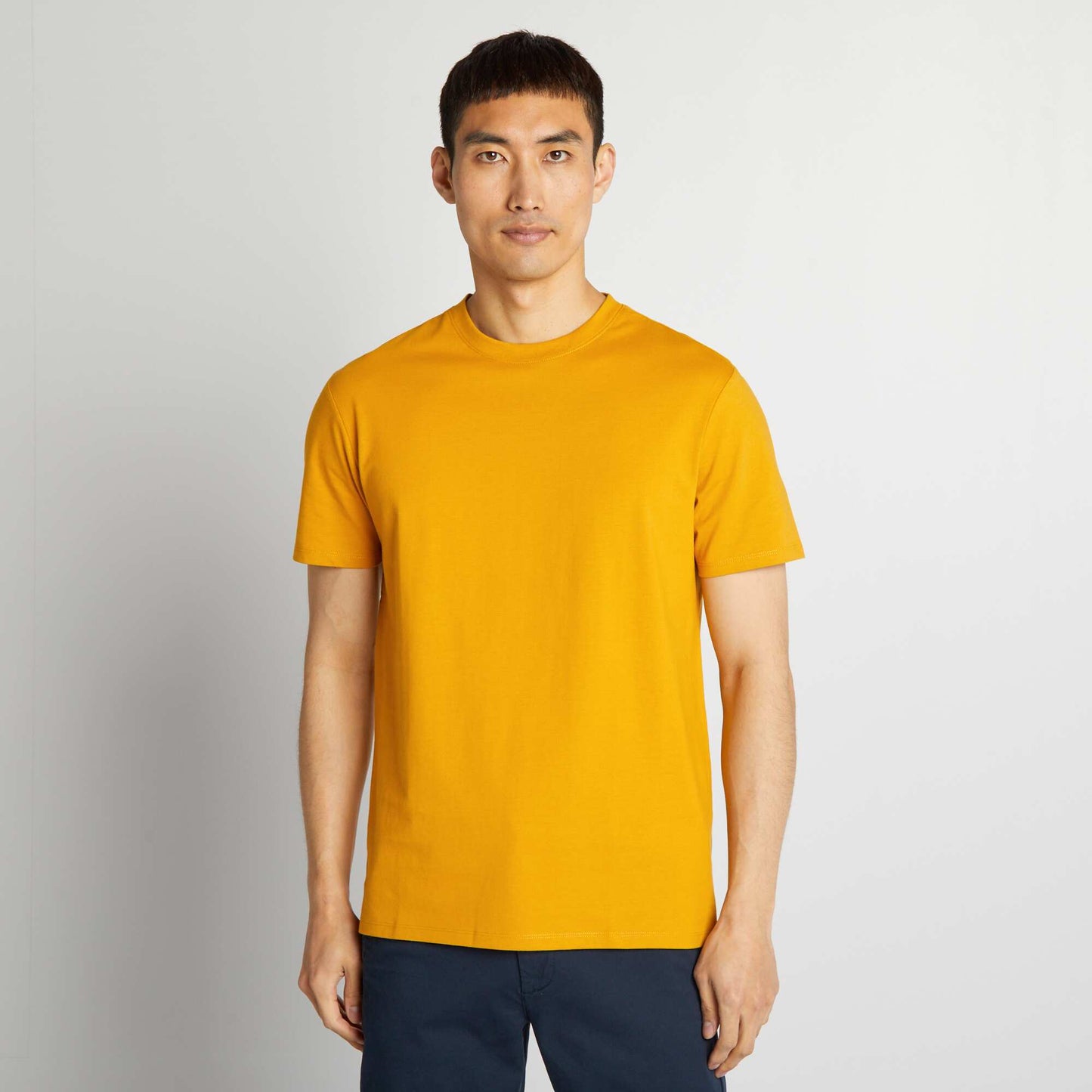 Round-neck cotton T-shirt YELLOW