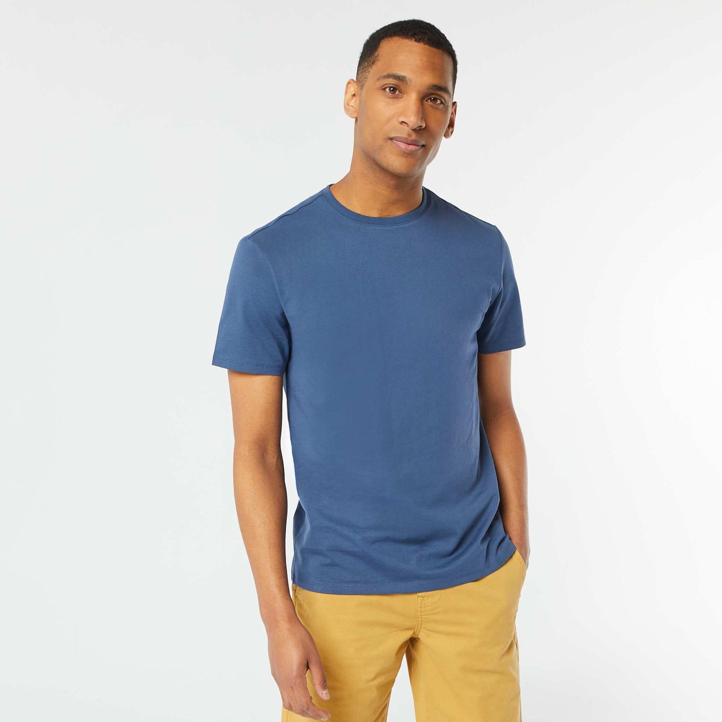 Round-neck cotton T-shirt BLUE