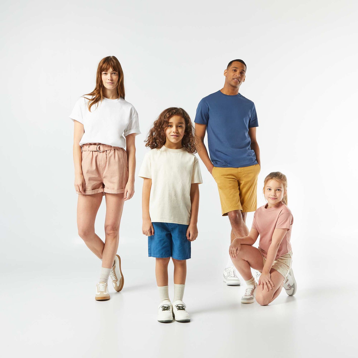 Round-neck cotton T-shirt BLUE