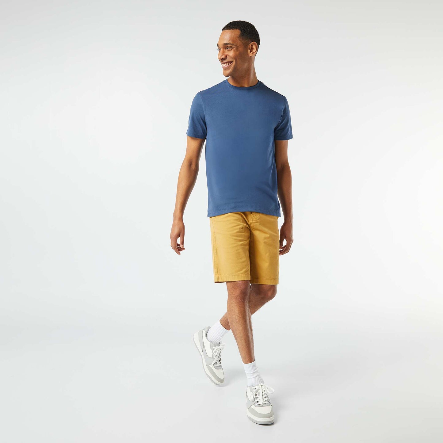 Round-neck cotton T-shirt BLUE