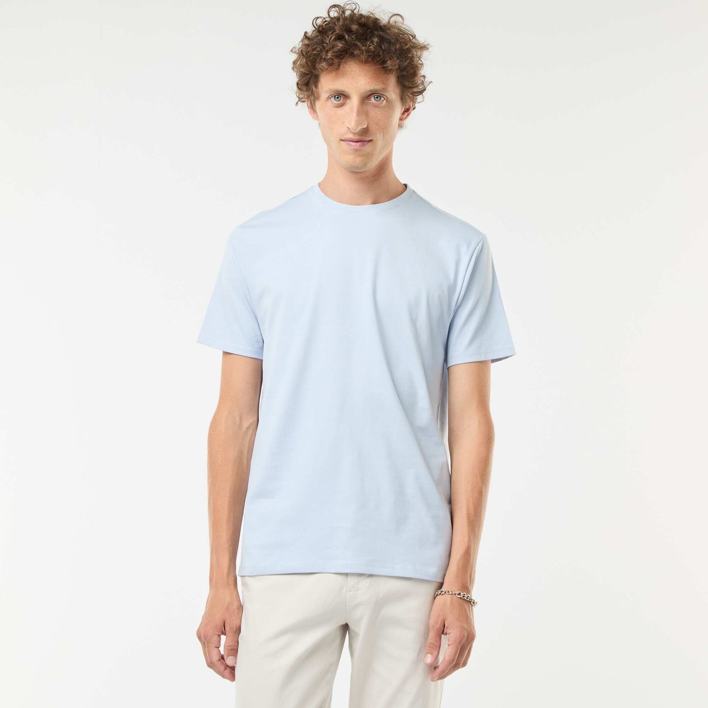 Round-neck cotton T-shirt BLUE