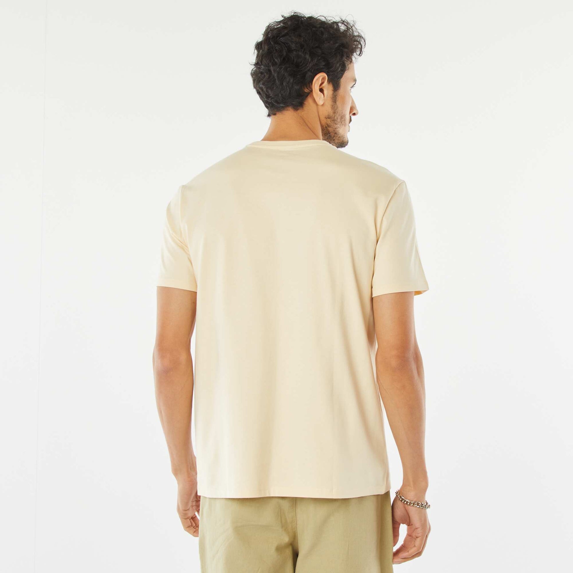 Round-neck cotton T-shirt BEIGE