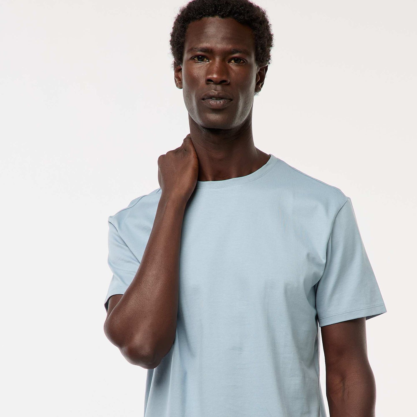 Round-neck cotton T-shirt BLUE