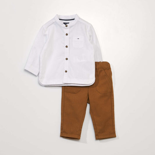 Two-piece set - Mandarin collar shirt + chino trousers BEIGE MUNK