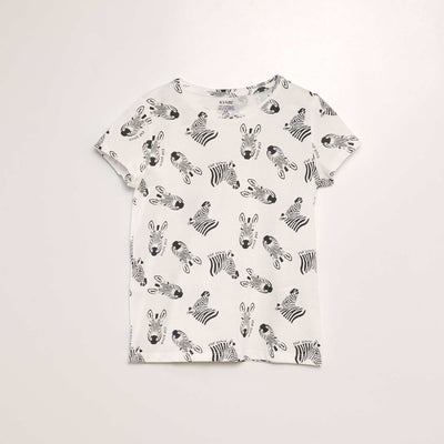 Printed jersey knit T-shirt BEIGE