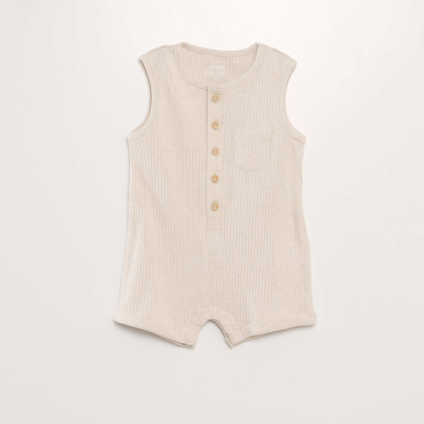 Ribbed romper suit BEIGE