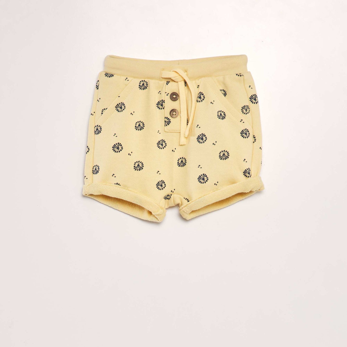 Printed sweatshirt fabric shorts YELLOW