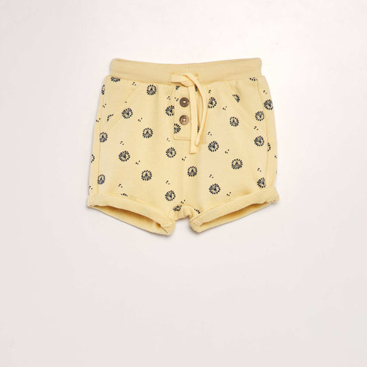 Printed sweatshirt fabric shorts YELLOW