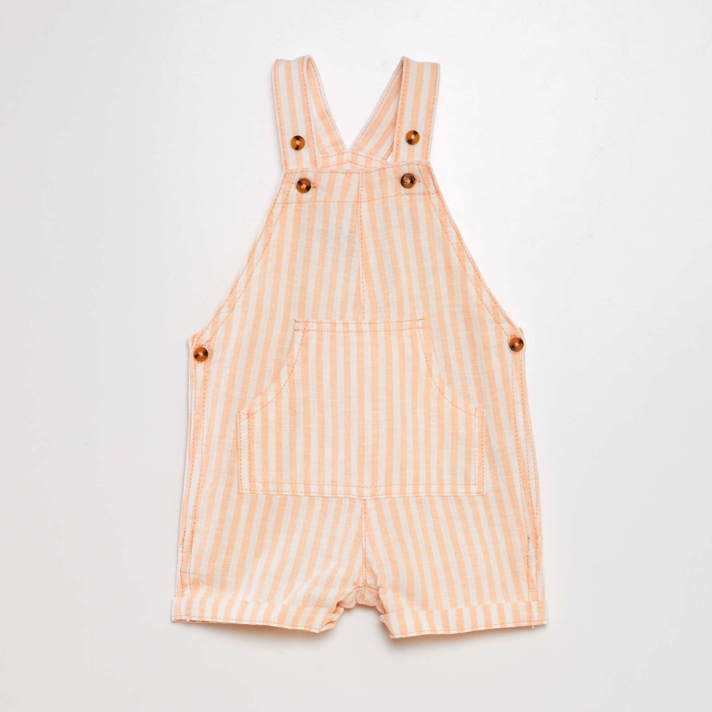 Linen cotton cropped dungarees ORANGE