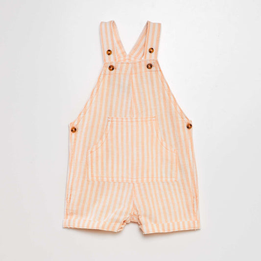 Linen cotton cropped dungarees ORANGE