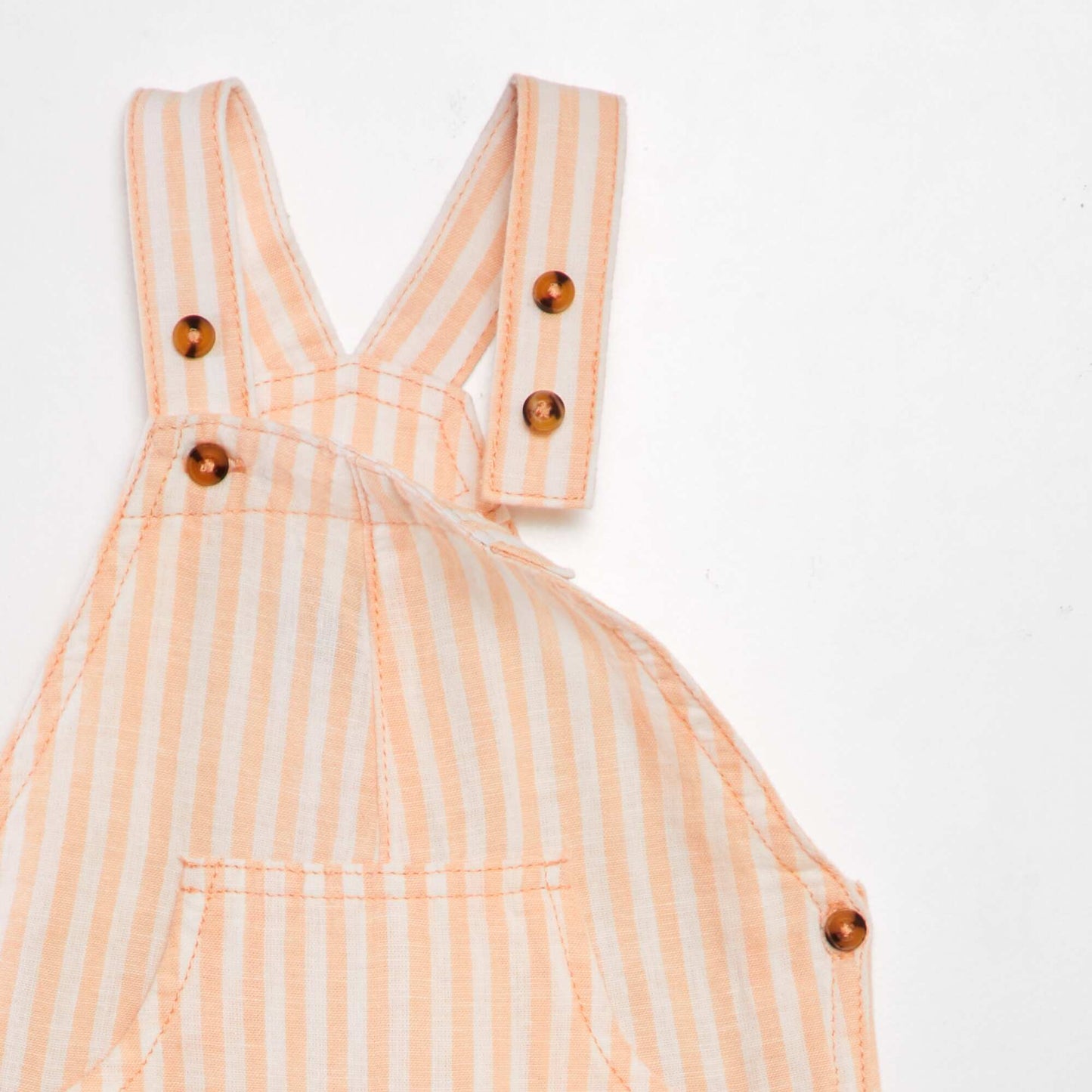 Linen cotton cropped dungarees ORANGE