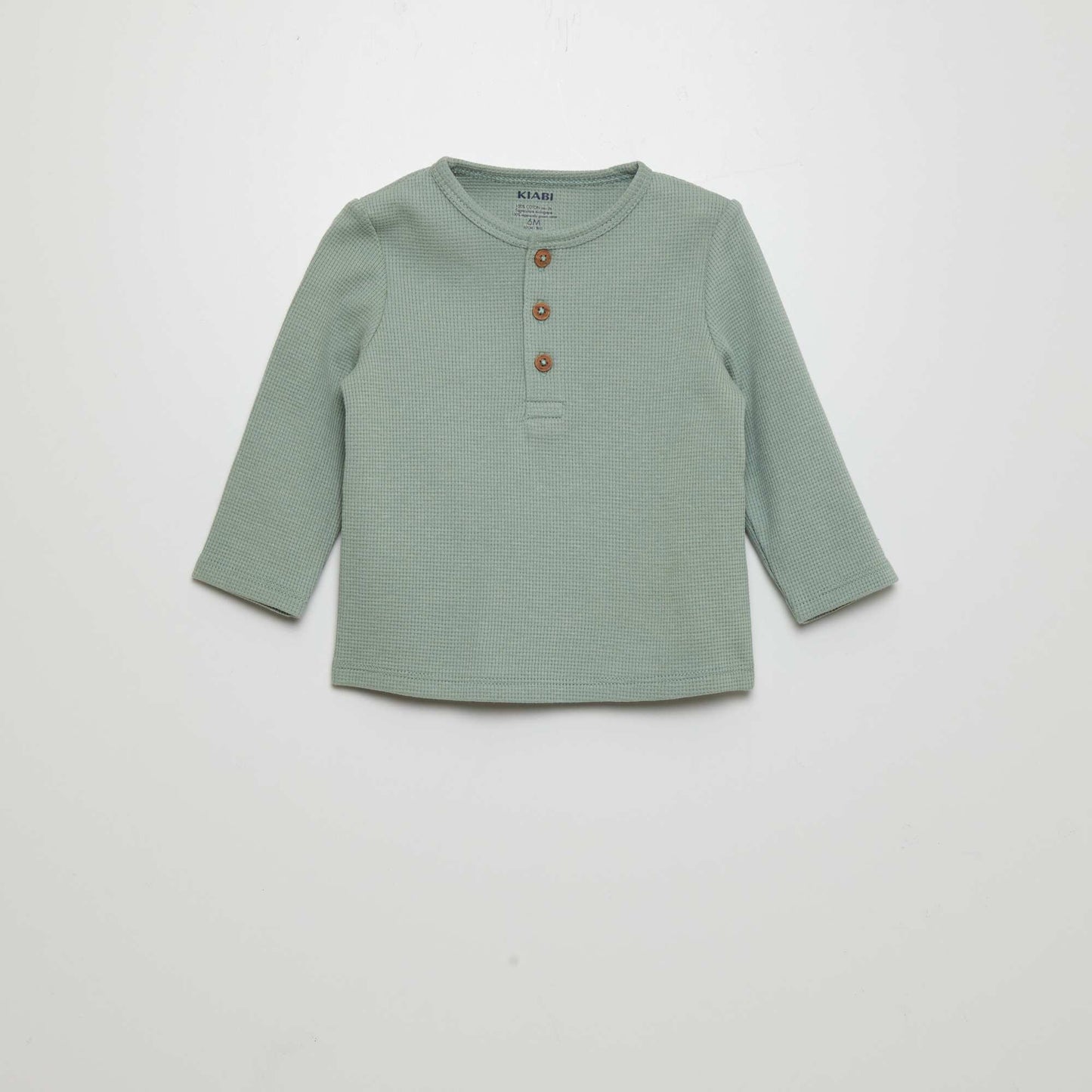 Waffle-knit fabric T-shirt GREEN