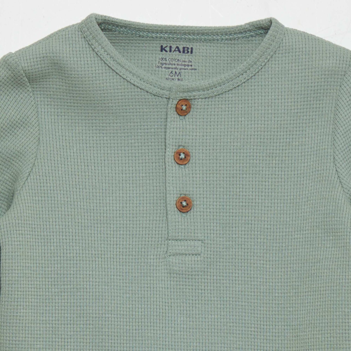 Waffle-knit fabric T-shirt GREEN