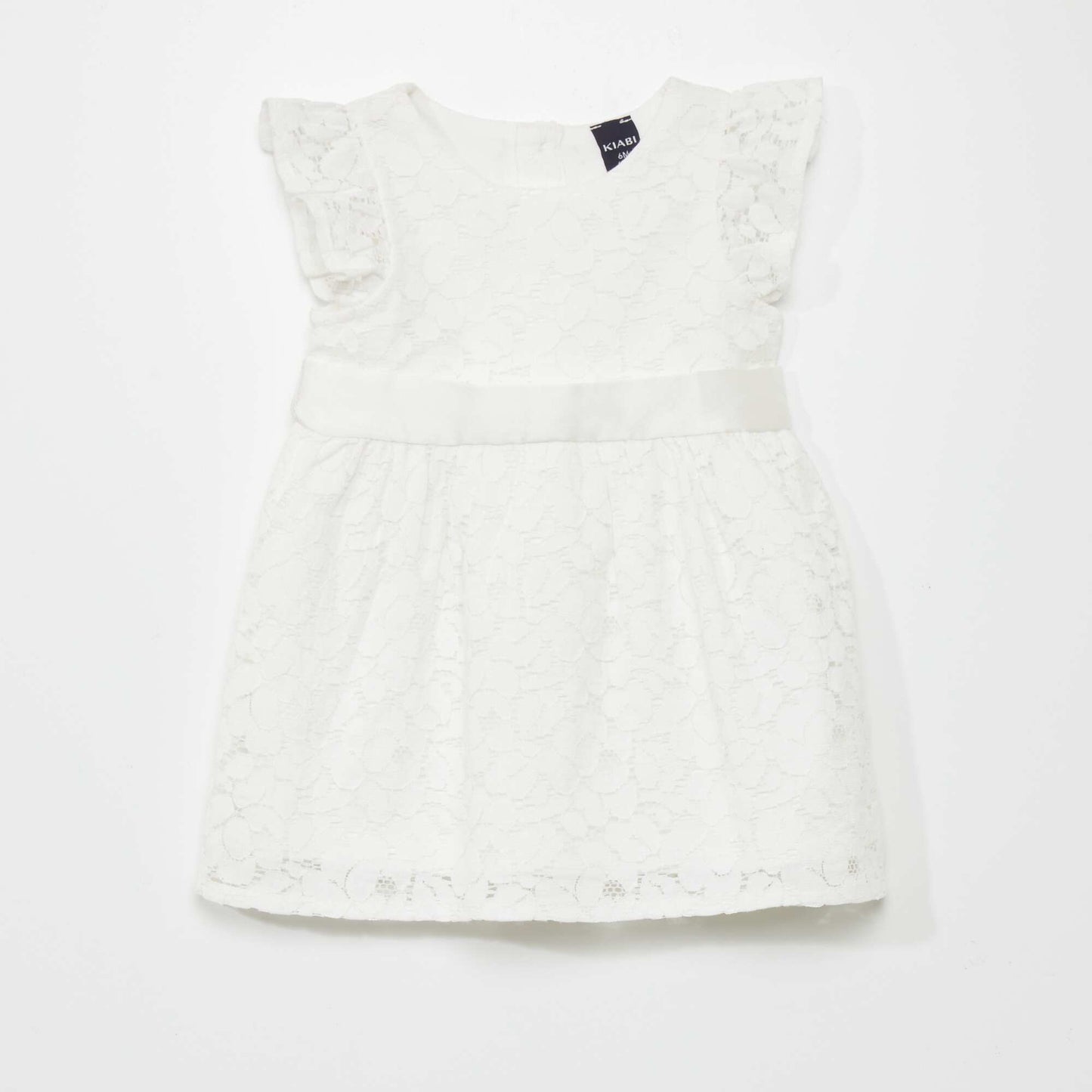 Belted lace dress WHITE