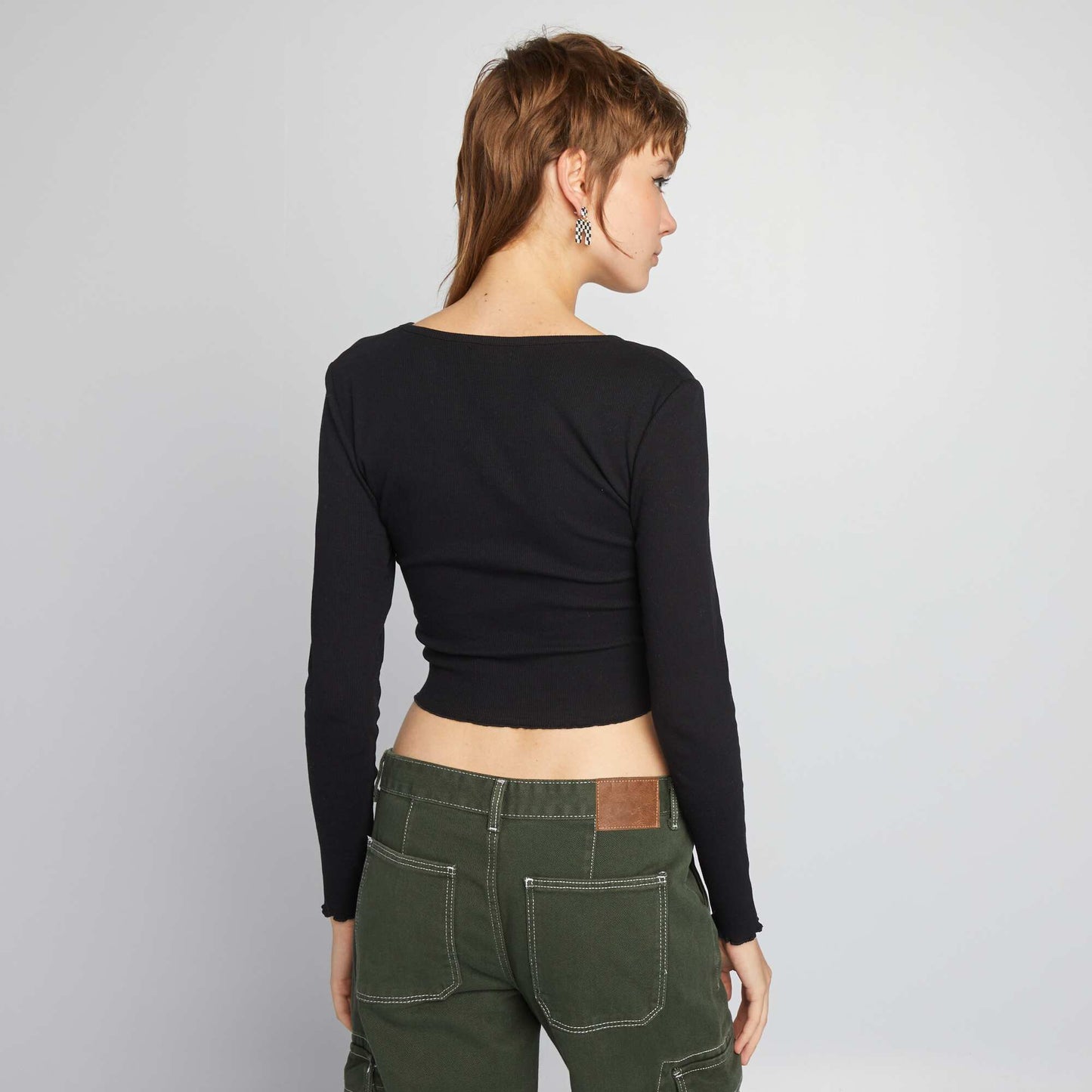 Ribbed crop top T-shirt black