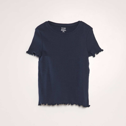 Ribbed T-shirt BLUE