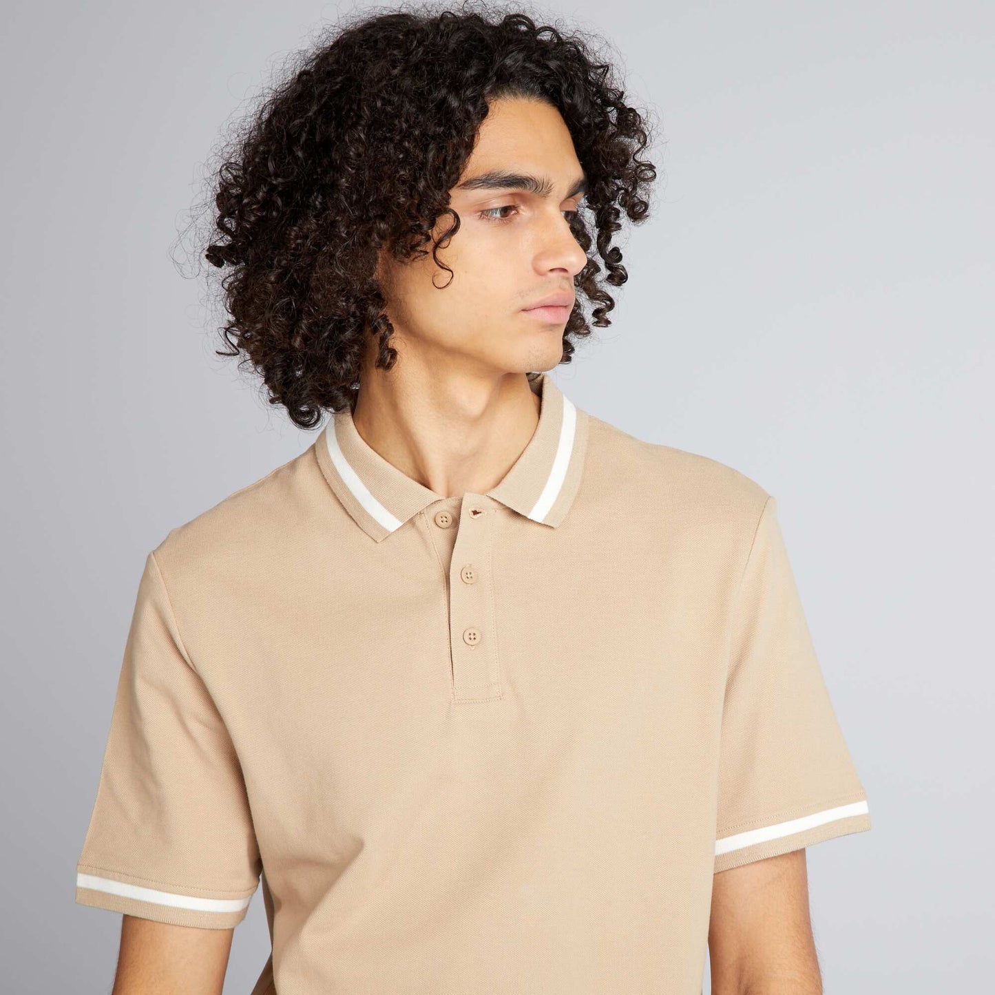 Contrasting short-sleeved polo shirt BEIGE