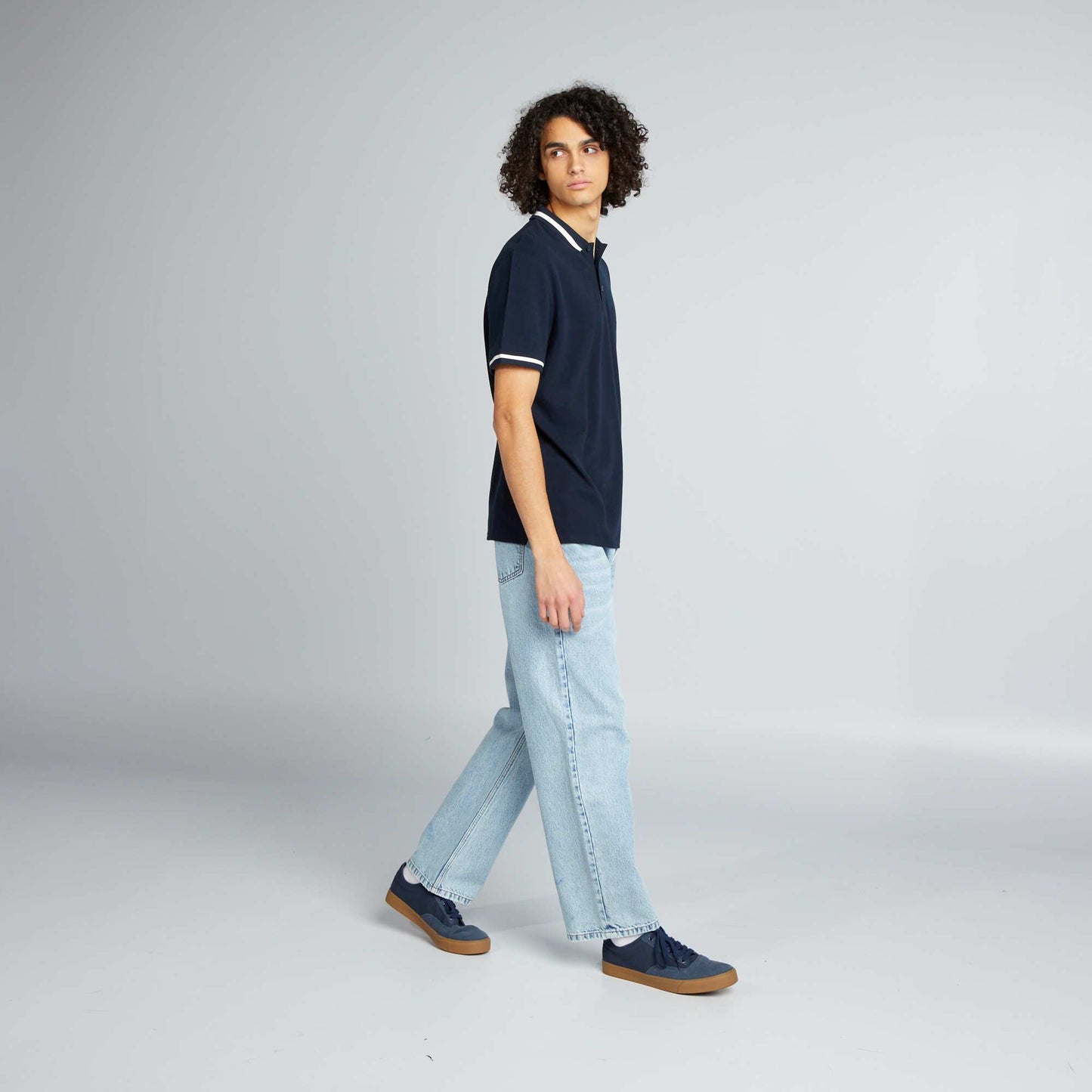 Contrasting short-sleeved polo shirt BLUE