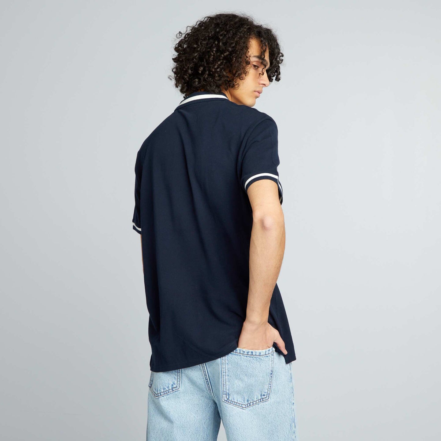 Contrasting short-sleeved polo shirt BLUE