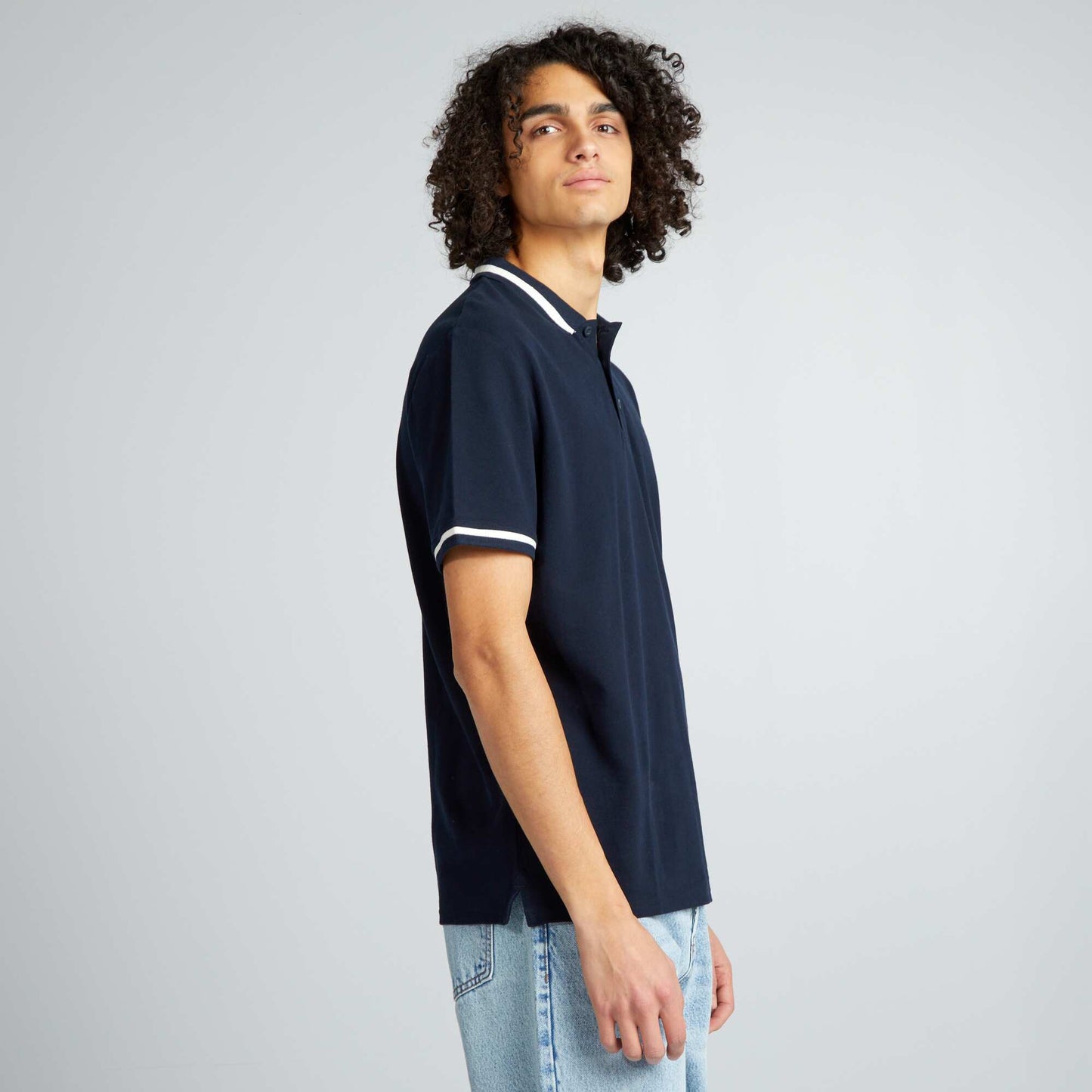 Contrasting short-sleeved polo shirt BLUE