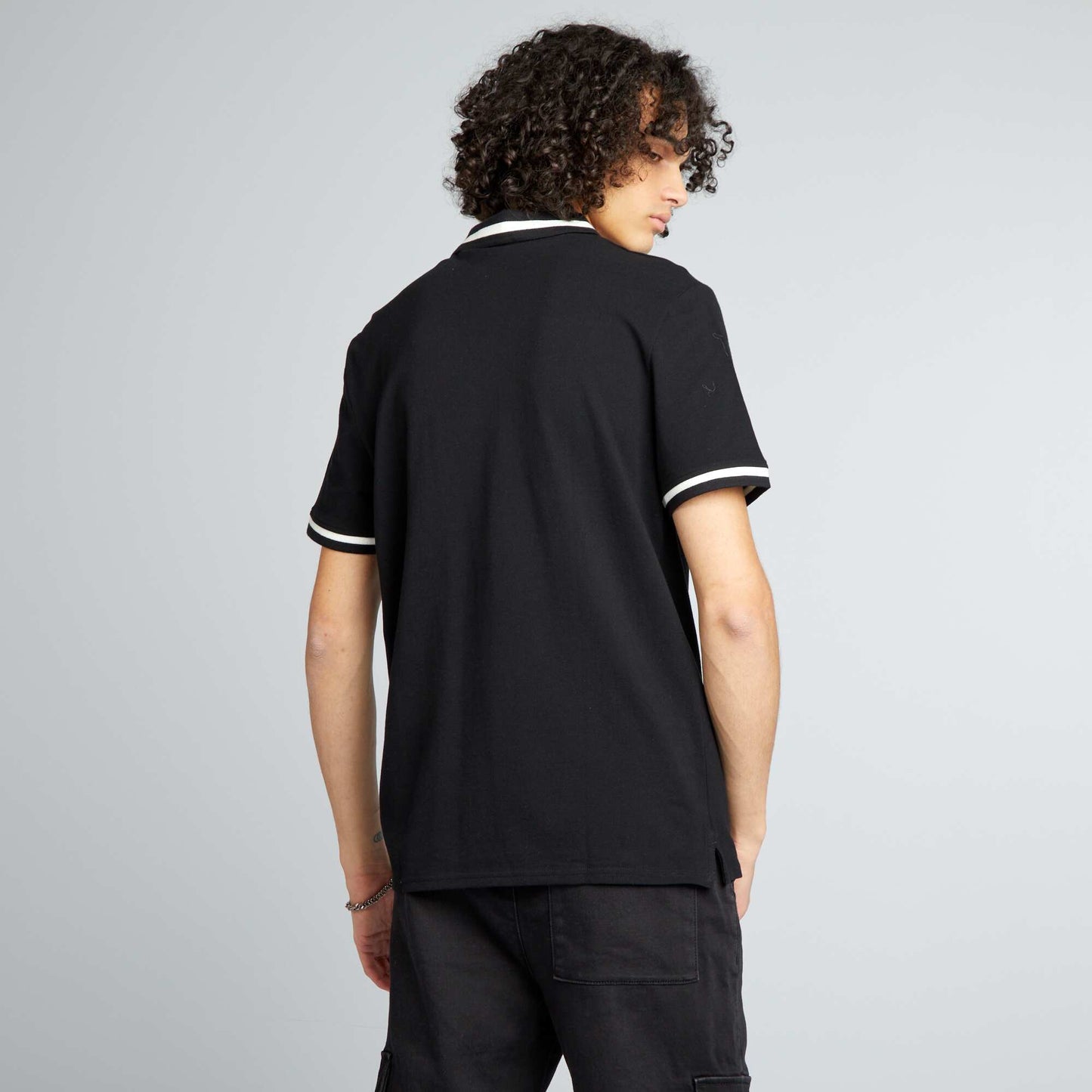 Contrasting short-sleeved polo shirt black