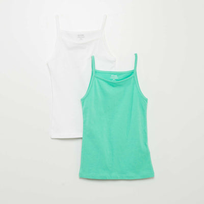 Pack of 2 plain vest tops GREEN