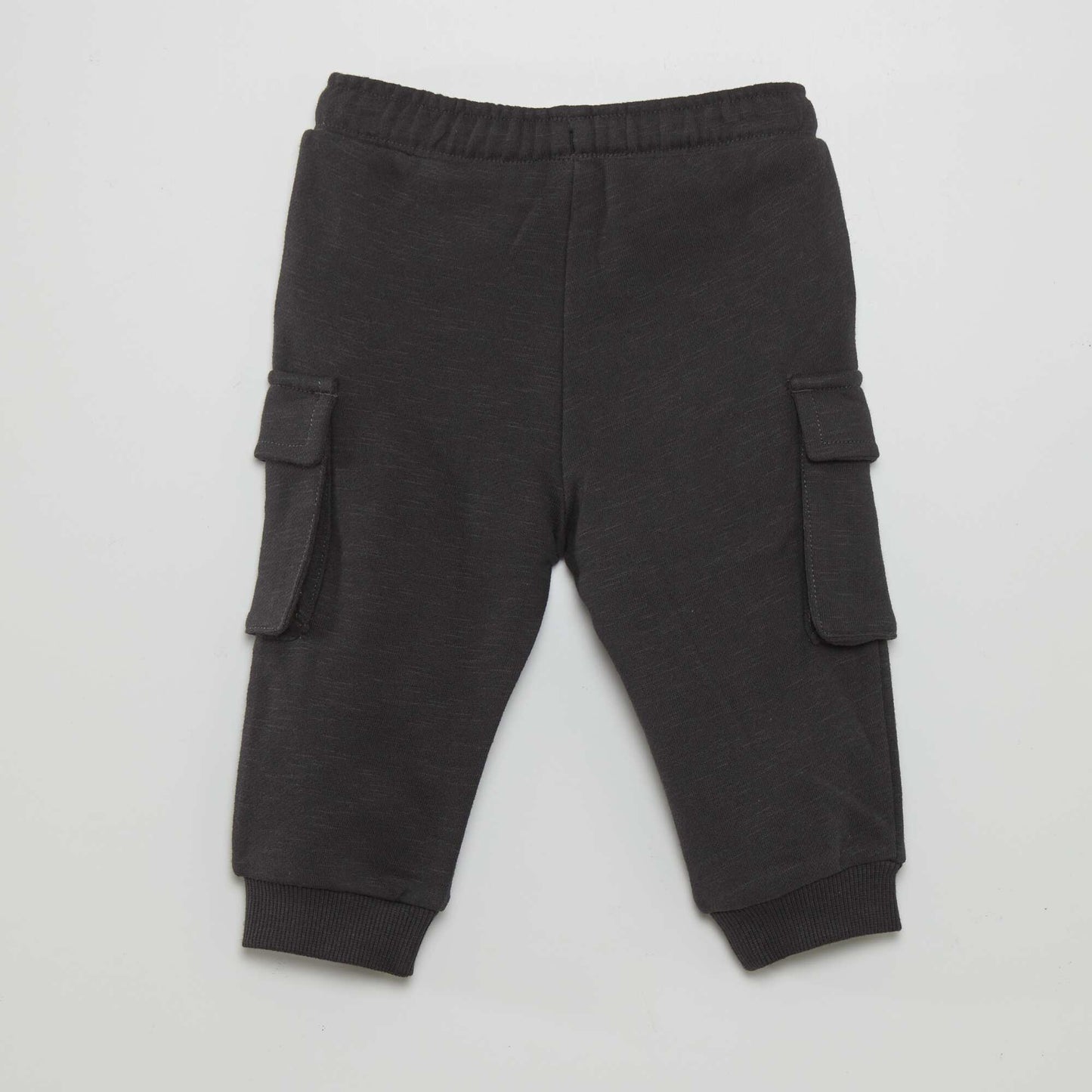 Sweatshirt fabric trousers with side pockets BLACK