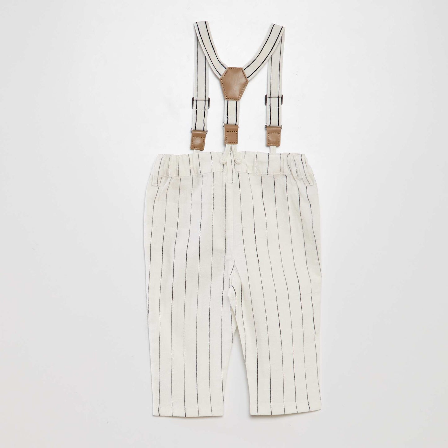 Striped chinos with braces WHITE