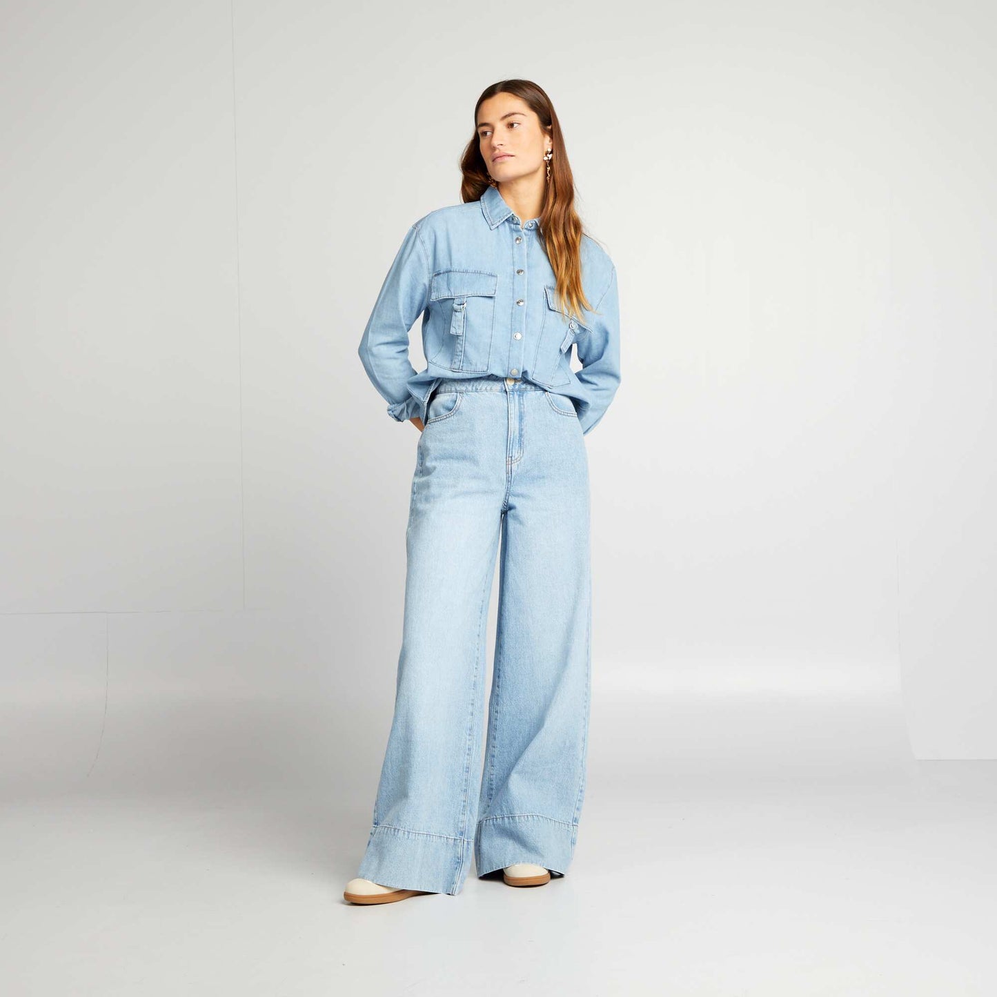 Wide-leg denim trousers BLUE