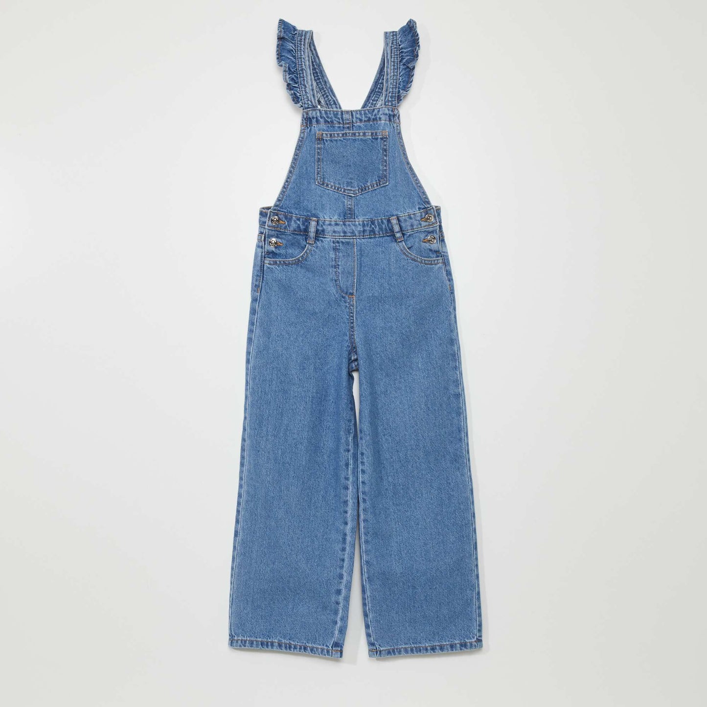 Wide-leg denim dungarees BLUE